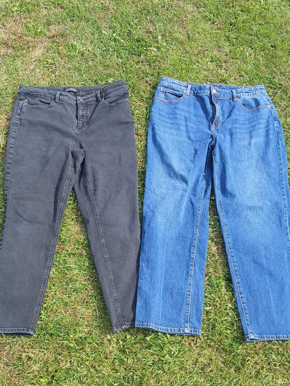 Talbots Classic High-Rise Relaxed Blue Jeans Blsck Denim Jegging Both Size 14